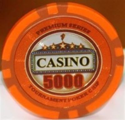 Casino poker chip, 5000 dollars, 14 g