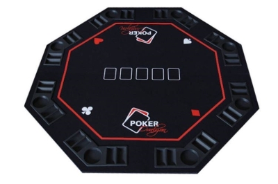 Black octagonal poker table top, 48x48 inches, top view