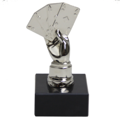 Silver poker trophy 4 aces