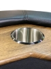 Stainless steel cup holder in wooden racetrack