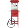 Red 4oz popcorn machine with cart - side view